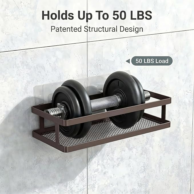 PUSDON 2-Pack Minimalist Shower Caddy Wall Mount, Open Frame Bathroom Shelf - Image 5