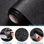 Cohoo Home Black Silk Peel and Stick Wallpaper - Image 3