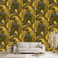 Vintage Gold Banana Leaf Bathroom wallpeper Living Room Bedroom Tropical Plant by WXHFM