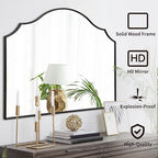 Besdomus Black Scalloped Wall Mirror: 40"x29" Large Modern Wooden Arched - Image 2