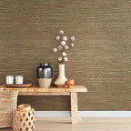 VEELIKE 15.7''x354'' Gold Brown Grasscloth Wallpaper Textured Woven Grass Cloth - Image 2