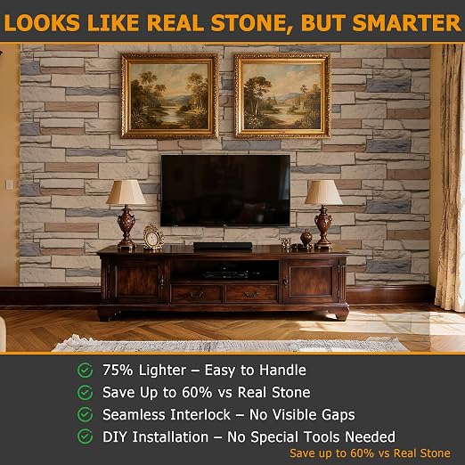 ROOMTEC 6-Packs Faux Stone Wall Covering Panels - Image 4