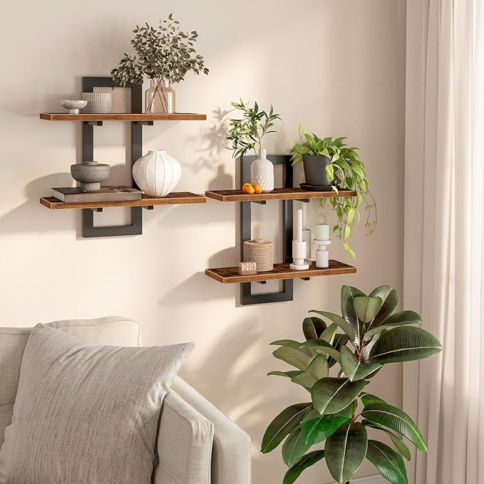 HOOBRO Floating Shelves, 15 Inch Wall Shelf Set of 2, Wall Mounted Storage by HOOBRO