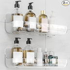 Adhesive Shower Caddy, 2 Pack Acrylic Bathroom Shelves, No Drill Wall Mount by Kawfle