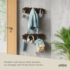 Umbra Picket Coat Rack with 8 Hooks – Walnut Wall-Mounted Coat Rack with - Image 4