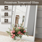Syndra White Wood Frame Bathroom Mirror, Waterproof Slim Deep Frame, - Image 8