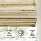 TWOPAGES Woven Bamboo Cordless Roman Shades, Custom No Drill or Motorized Blinds - Image 4