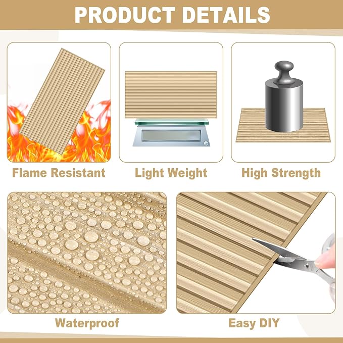 Nuanchu 18 Pack 4x2 FT 3D Slat Wall Panels Large PVC Fluted Panel Decorative - Image 3