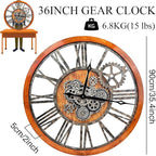 The B-Style 36" Large Moving Gear Wall Clock Oversized Vintage Farmhouse Wall - Image 4