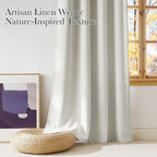 NICETOWN Natural Faux Linen Room Darkening Rod Pocket Curtains 63 inch Length - Image 3
