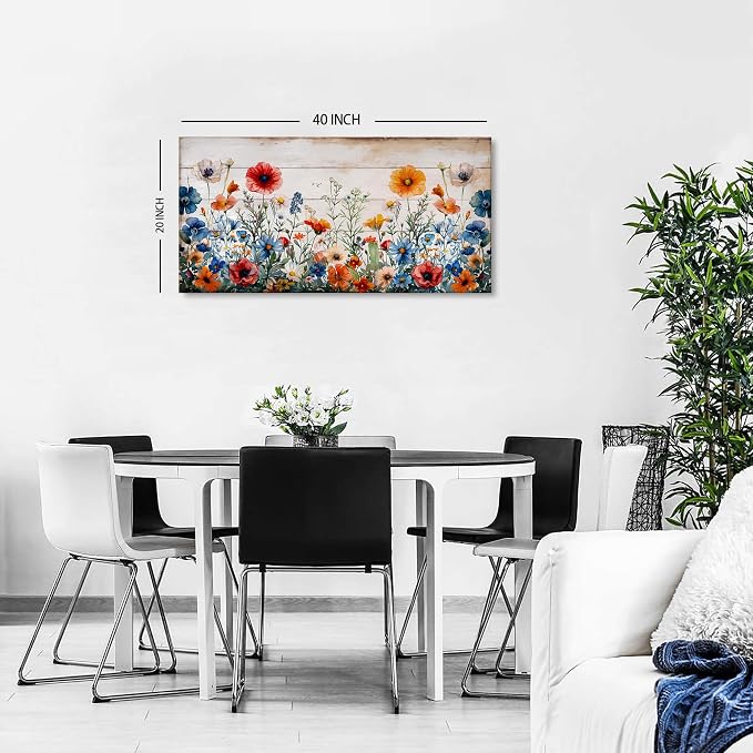 Rustic Wildflower Wall Art for Living Room Farmhouse Colorful Floral Picture - Image 3