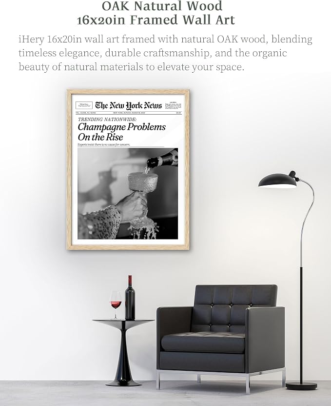 iHery Champagne Problems On the Rise Newspaper Headline Framed Wall Art - Image 3