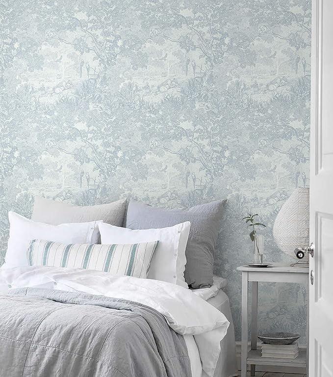 Heroad Peel and Stick Wallpaper Blue and White Vintage Forest Animals Floral - Image 3