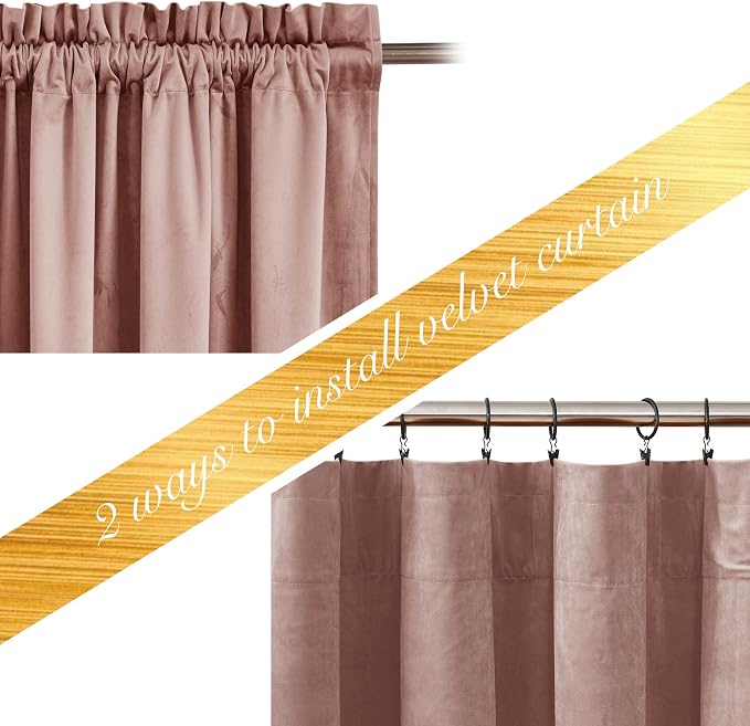 NICETOWN Dusty Pink Velvet Curtains and Drapes - Image 3