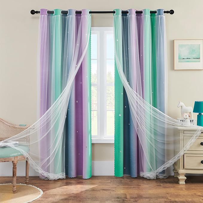 XiDi Grey Kids Curtains for Bedroom, Nursery Bedroom Blackout Curtain, Childs by Addsomecolortolife