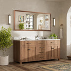 72x32 Inch Bathroom Mirror for Wall, Anti-Rust Walnut Wood Grain Metal Framed - Image 3