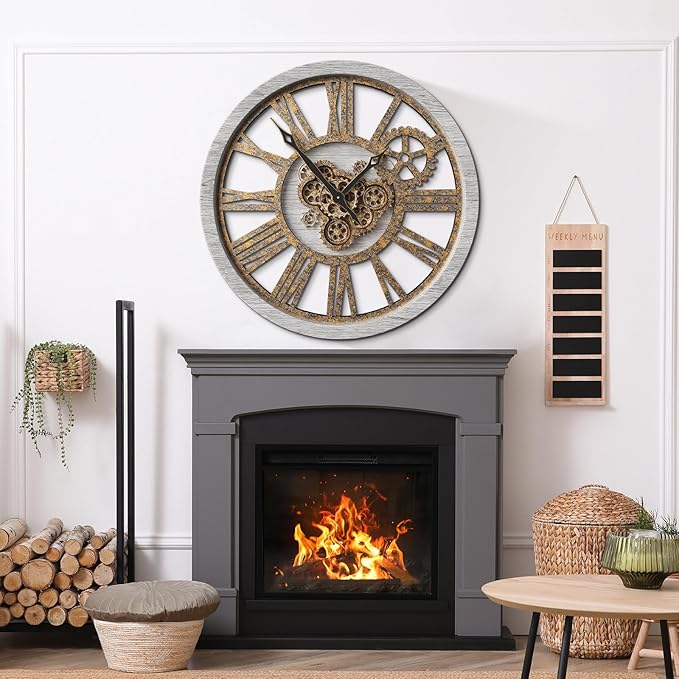 The B-Style Large Wall Clock 24 inch Moving Gear Wall Clock Oversized Vintage - Image 5
