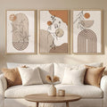 Framed Earth Tone Boho Abstract Wall Art Bedroom, 3 Piece Neutral Modern by Cuspin