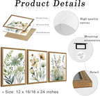 SYWENNOI Wood Framed Green Botanical Canvas Wall Art, Boho Floral Watercolor - Image 6