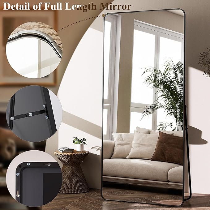 BEAUTYPEAK Black Full Length Mirror, Suitable - Image 4