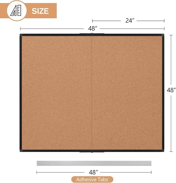 Extra Large Cork Bulletin Board 48" X 48", Foldable Notice Pin Board - Image 3