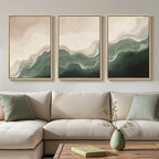 Framed Green and Beige Abstract Wall Art Set of 3, Modern Neutral Canvas Prints - Image 5