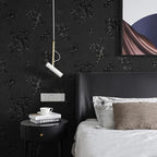Black Peel and Stick Wallpaper Silk Embossed Floral Contact Paper - Image 7