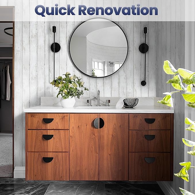Abyssaly Peel and Stick Wallpaper 17.7" X 118" White Gray Wood Shiplap Contact - Image 3