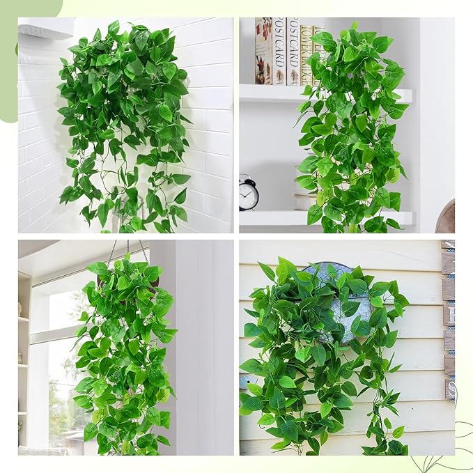 BLEUM CADE 2Pcs Fake Hanging Plants, 9 Branch Artificial Hanging Plant - Image 7