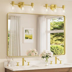 TETOTE 55 x 36 Inch Bathroom Mirror, Brushed Brass Gold Vanity Mirror, Modern by TETOTE