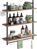 Bestier 3 Tier Industrial Pipe Shelving, Floating Book Shelves - Image 7