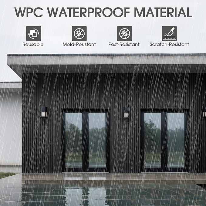 WPC Slat Wall Panels 8 Pack 96" x 8.2", Waterproof Fluted Wall Paneling - Image 3