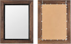 YOSHOOT Rustic Wooden Framed Wall Mirror, Natural Wood and Iron Bathroom Vanity - Image 4