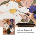 JolyWell Flower Market Print Decor, Abstract Modern Floral Oil Painting-Purple - Image 2