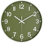 Silent Wall Clock Non-Ticking Battery Operated – Modern Olive Green Analog Wall by lanktoo