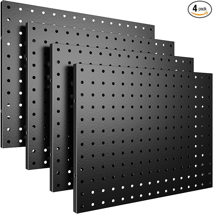 Spampur Peg Board, 4 Pack Metal Pegboard Panels Black Pegboards Wall Organizer by Spampur