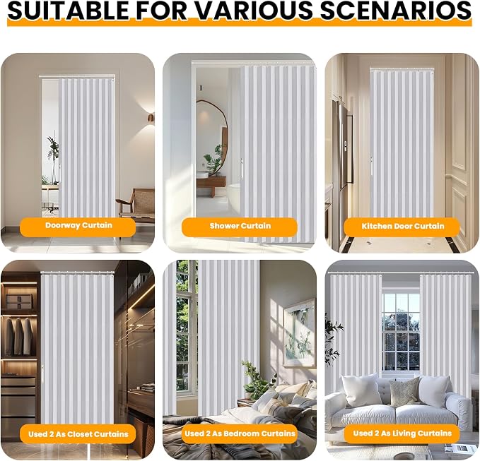 AJAZZ 100% Blackout Accordion Doors Interior Closet Curtain Magnetic Door - Image 5