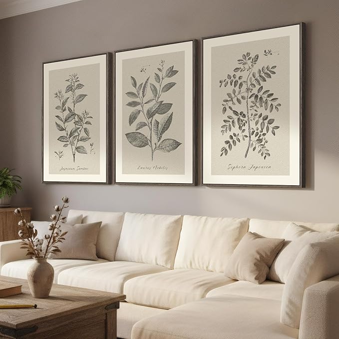 Large Framed Vintage Botanical Wall Art - Image 2