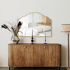 Besdomus Gold Scalloped Mirror for Dresser: 35"x26" Modern Wooden Mantel Mirror - Image 8
