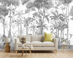 -Grey Jungle Botanical Animal Banana Leaf Fabric Wallpaper Living Room Tropical - Image 2