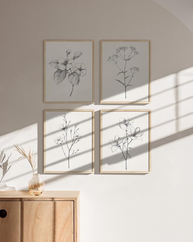 HAUS AND HUES Grey Floral Wall Art - Image 4