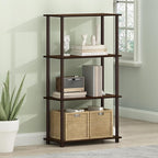 Furinno TURN-N-TUBE Storage Shelves, 4-Tier Toolless Book Shelf, Corner Shelf - Image 2