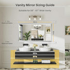 55x30 Inch Brushed Silver Bathroom Mirror - Image 2