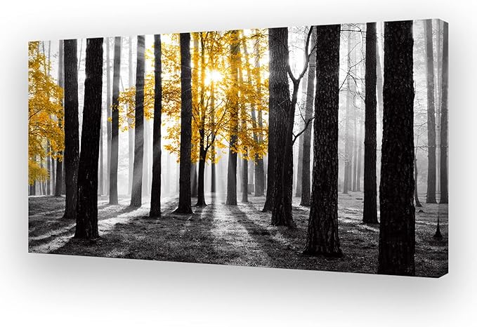 Cao Gen Decor Art S06375 Wall Art Canvas Painting Yellow Tree in Black and by Cao+Gen+Decor+Art