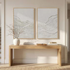 Large Framed White Abstract Wall Art Set of 2 - Image 4