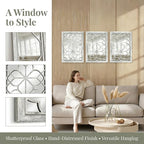 Set of 2 19x26 Inch Large Grey Shatterproof Rectangular Wall Mirrors, Boho - Image 7