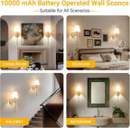 Vimhou Peel and Stick Wall Sconces, Stick On Wall Sconce Set of 2, Battery - Image 6