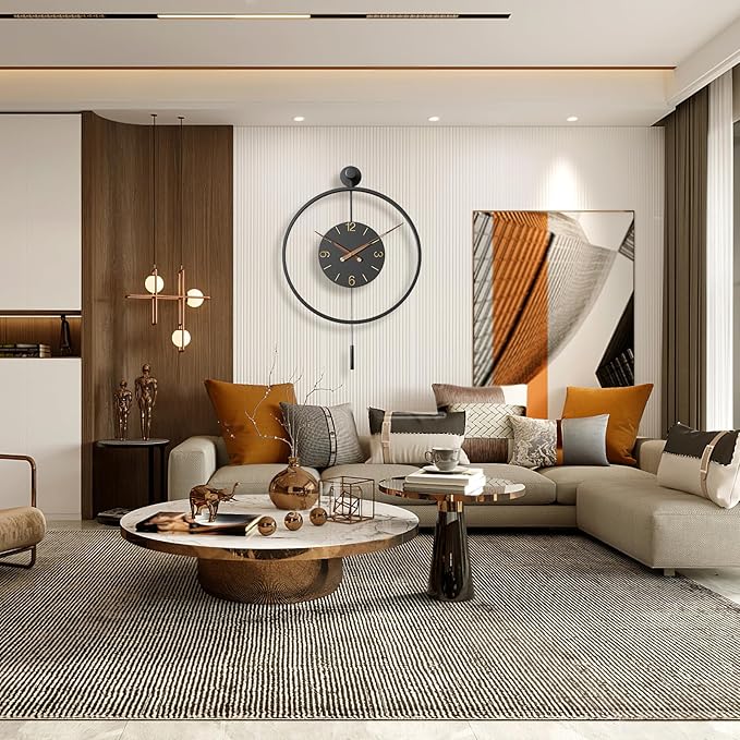 34.6×24 Inch Large Modern Decorative Oversized Pendulum Wall Clocks - Image 4