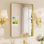 TETOTE Brushed Gold Bathroom Mirror, 24 x 32 Inch Metal Framed Mirror, Brushed by TETOTE