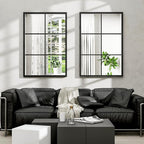 Dewfig Rectangle Wall Mirror, Window Mirror Wall Mounted, Large Black Mirrors - Image 2